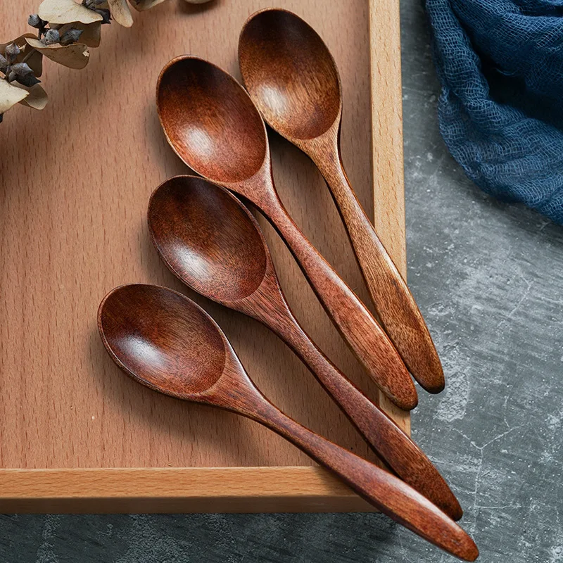 Wooden Spoon Wood Tableware Spoon Anti-Scald Tea Coffee Stirring Spoons Kitchen Cooking Utensil Tool Soup Teaspoon Cucharas 숟가락