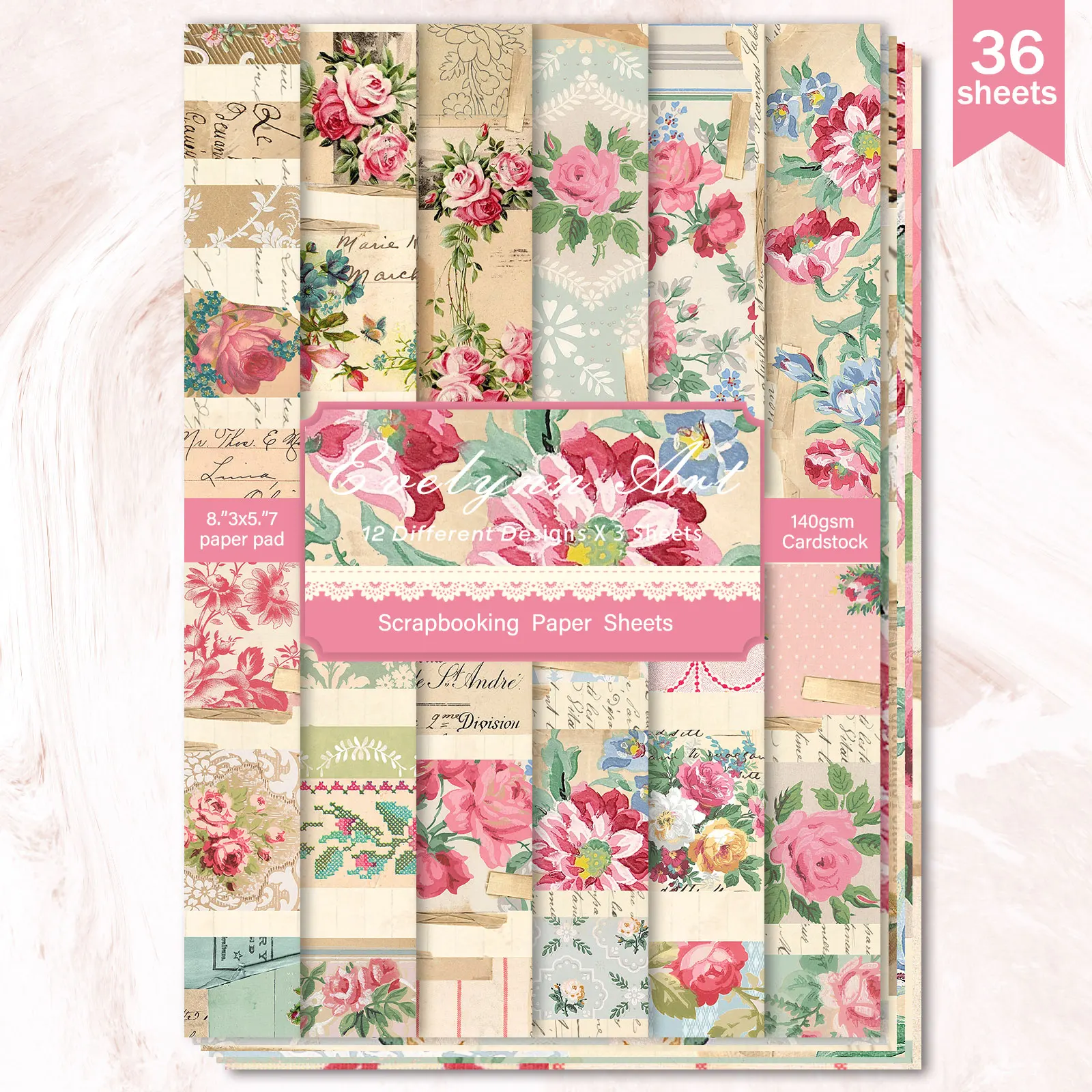 

36 листов формата А5 (американские ленты неправильной формы) для обрезки тонкой бумаги для дневника-пули, мусорного журнала, фона поздравительной открытки