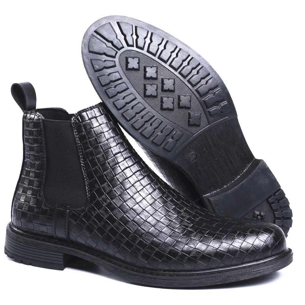 

Мужские ботинки челси в клетку, мужская повседневная деловая обувь без шнуровки с высоким берцем, модные удобные мужские ботильоны из мягкой кожи