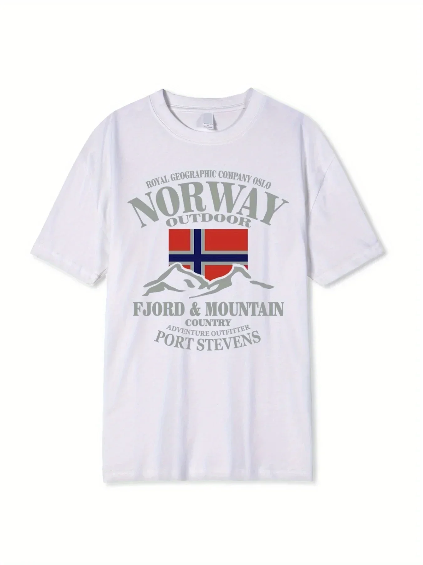 Bestselling 100% Cotton Norwegian Adventure Men's T-shirt Retro Flag Print Perfect for Summer Hiking Camping, and Streetwear