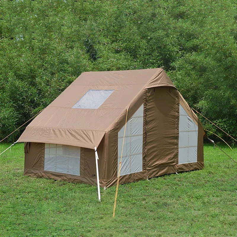 2026 PVC Air Column Cabin House Inflatable Camping Tent 4 Season Waterproof Windproof Clear Skylight Air Tent with Mesh Window/D