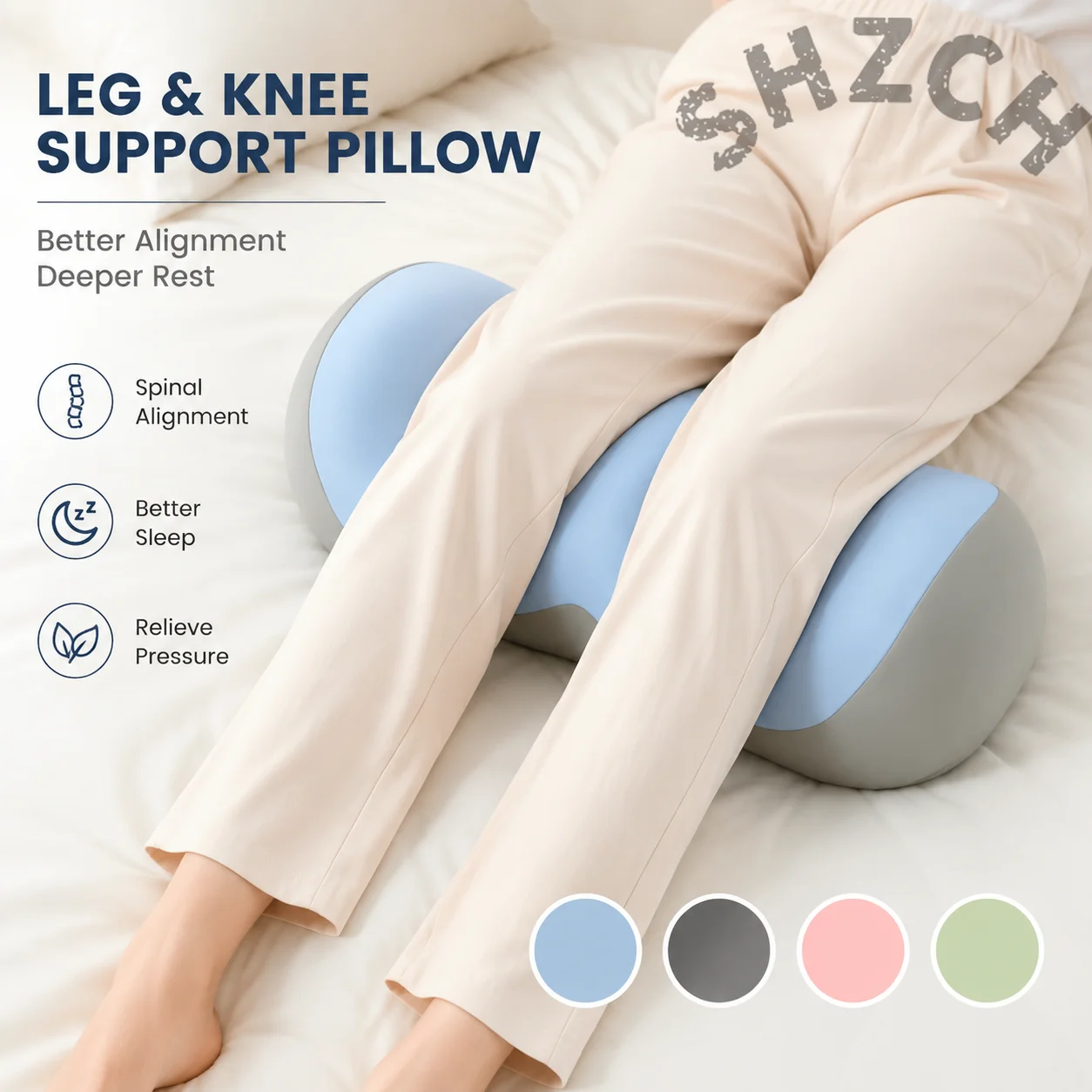 11cm High Support Leg Elevation Pillow W-Shaped Memory Foam Foot Rest Cushion for Sleeping Swelling Relief & Office Foot Rest