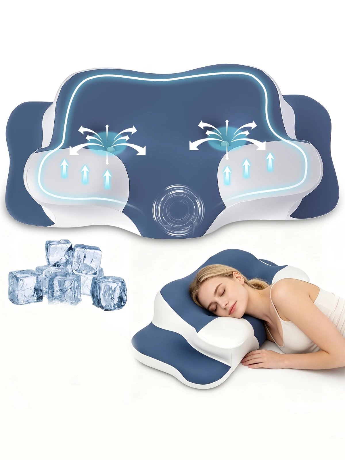 Ergonomisches Nackenstützkissen aus Ice Silk Memory Foam, atmungsaktives, kühlendes Schlafkissen mit waschbarem Kissenbezug für Seiten-, Rücken- und Bauchschläfer.