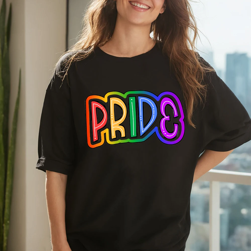 Pride Letter Print Women's Shirt Pride Month Girl T-shirt Female Rainbow Printed Tshirt Girls Tops Summer Clothes Graphic Tee