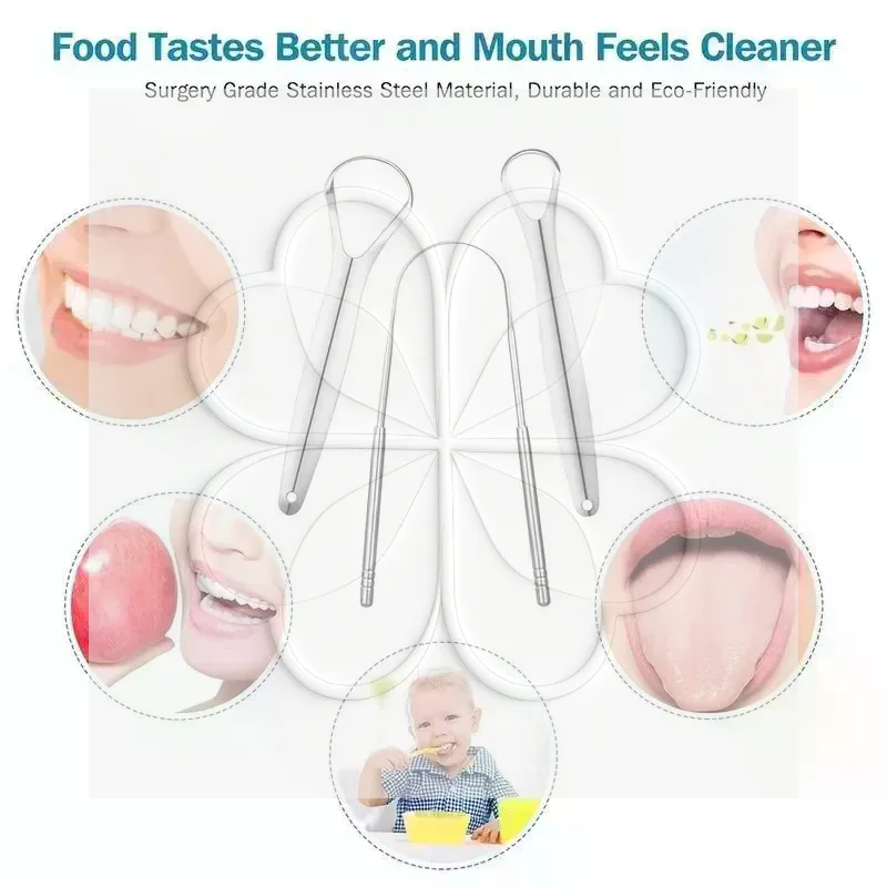 Reusable Stainless Steel Useful Tongue Scraper Cleaner Fresh Breath Cleaning Coated Tongue Oral Hygiene Care Tools