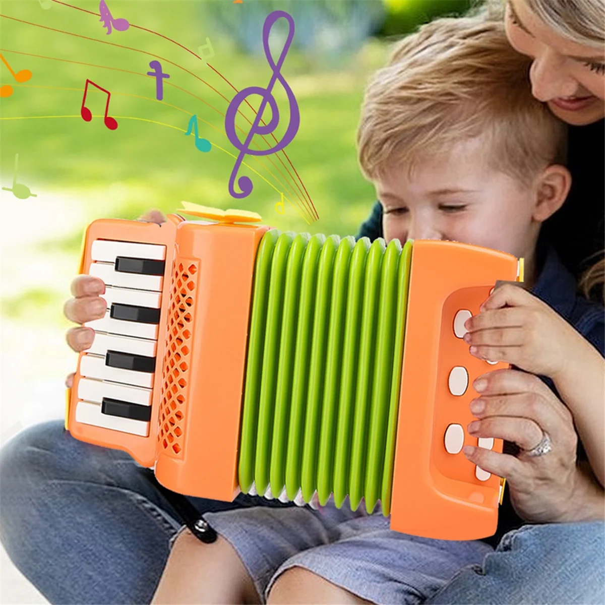 

8 Bass Accordions for Kids Musical Instrument Educational Toys-Orange