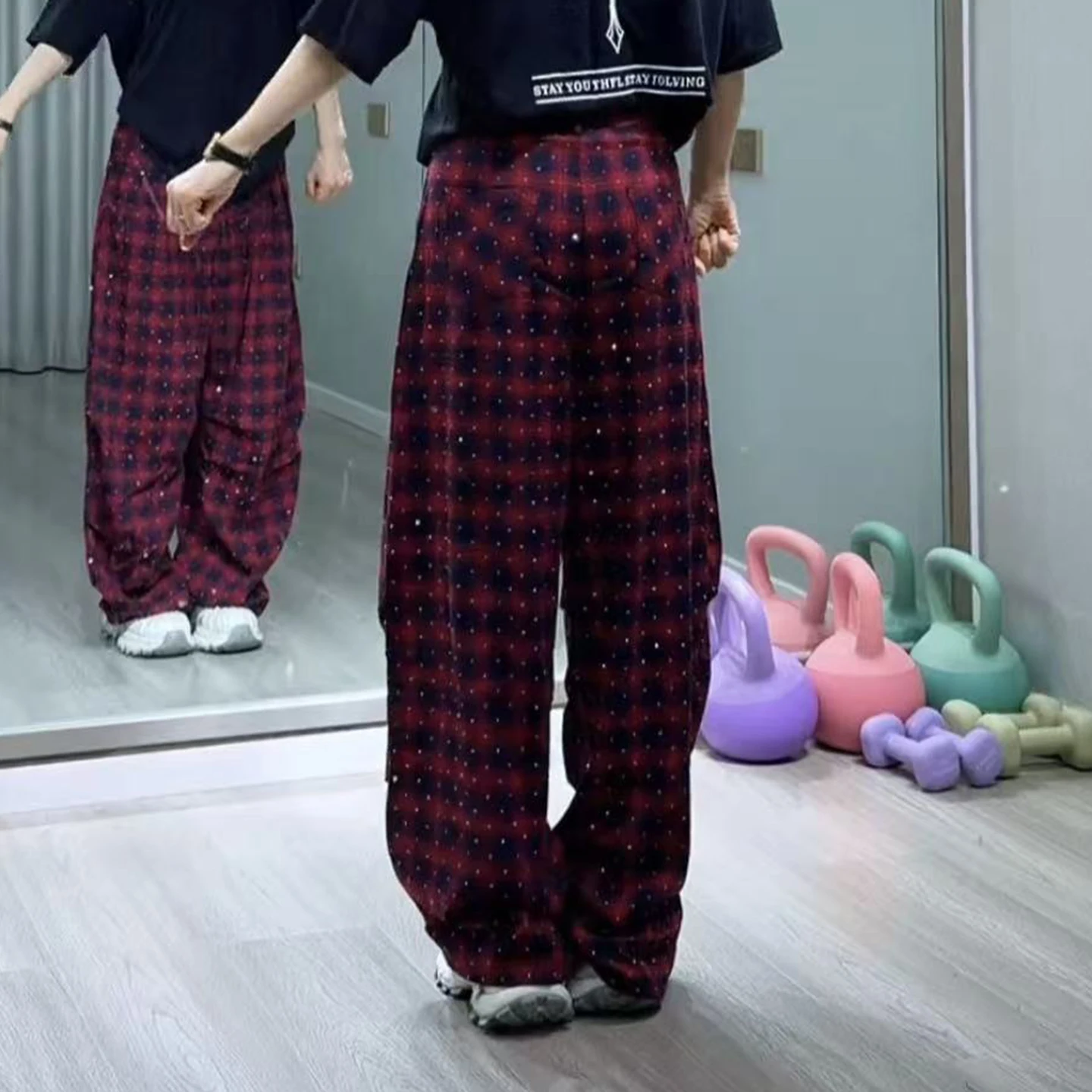 summer-casual-red-plaid-dance-pants-women's-loose-straight-leg-wide-leg-trendy-square-dancing-trousers-new-2026