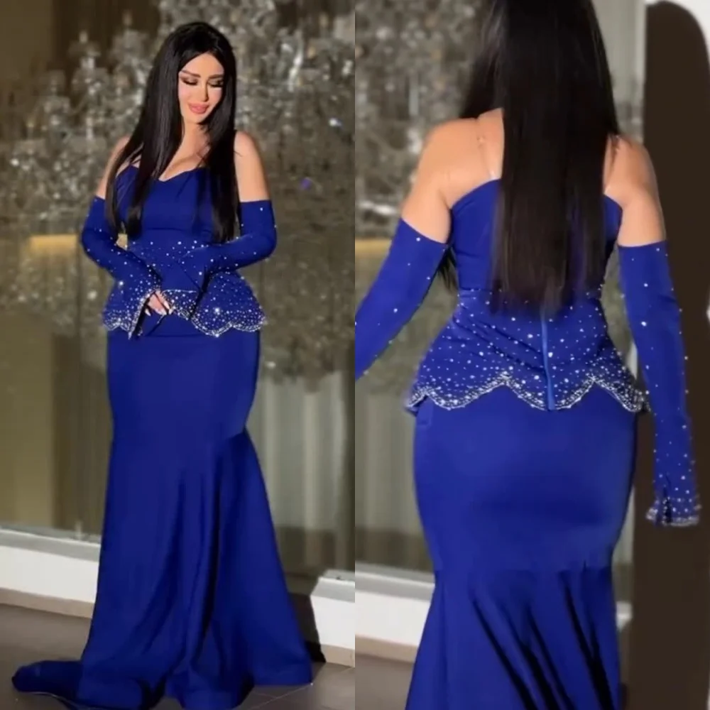 

Customized Matching Jersey Pleat Sequined Trumpet Sweetheart Long Dresses Bespoke Occasion Quinceanera Intricate