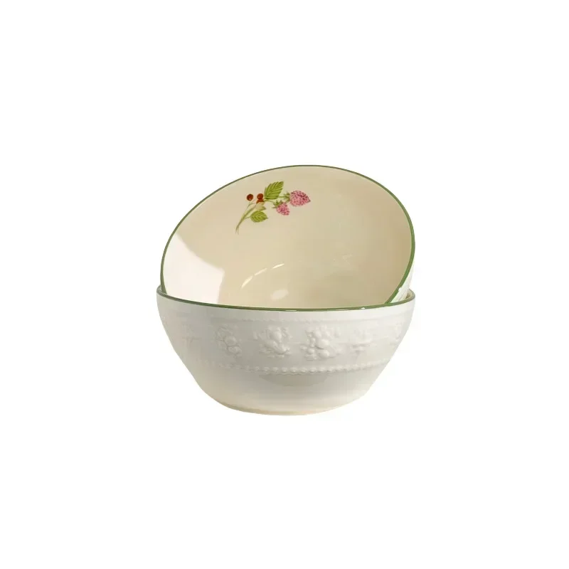 Happy Holiday Bowl Household Ceramic Bowl Single Porcelain Bowl Rice Bowl Chinese Bowl