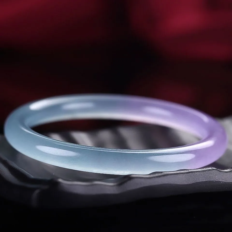 Natural Ice Jadeite Spring Band Color Bracelet Quartz Rock Jade Women's Popular Jade Bracelet image 4