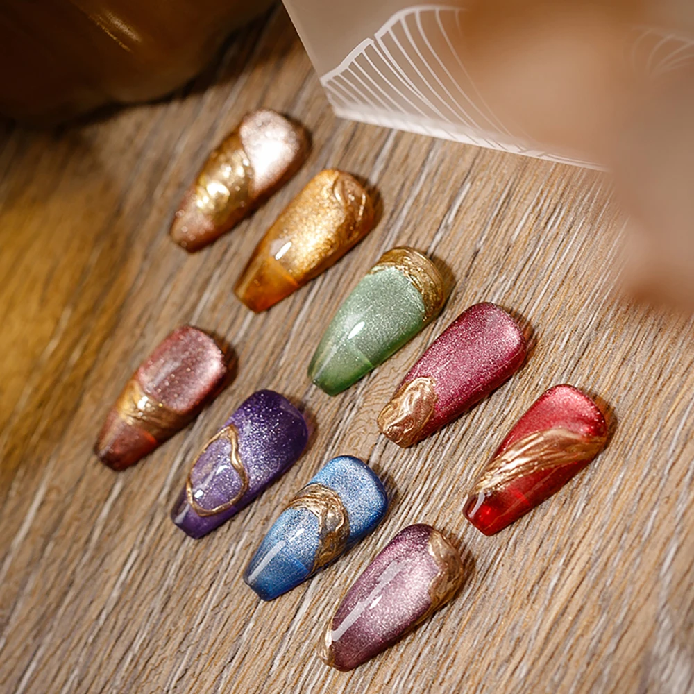 Vendeeni 9 Colors/set Snowlight Wide Cat Eye Gel Nail Polish UV LED Starry Sky Magnetic Manicure Nail Varnish With Color Card
