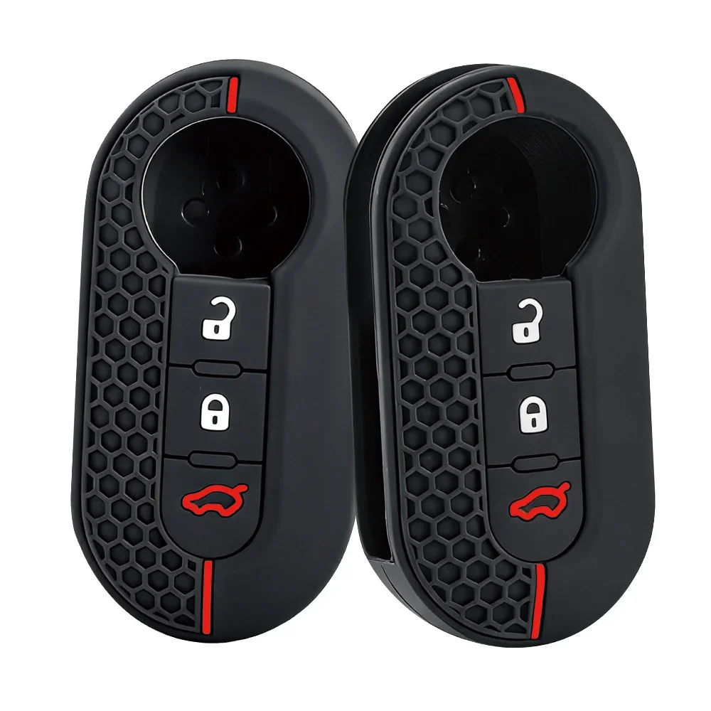 Textured Red Trim Key Pouch Fit Peugeot Boxer Citroen Jumper Fiat 500 Panda Ducato Punto Lancia Musa Auto Fob Cover
