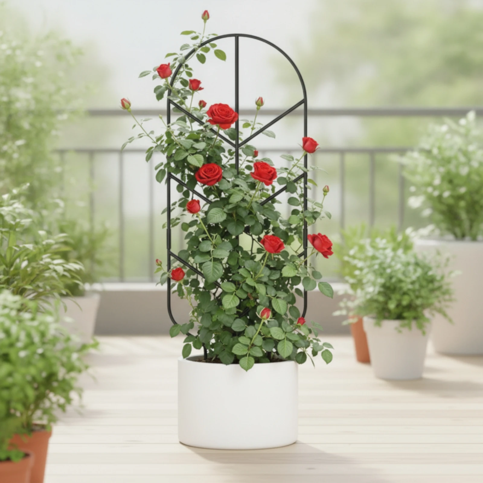 4 Pieces Metal Plant Trellis Vertical Trellis with Arched Top Climbing Frame Stable Space-Saving for Gardeners, Pots, Balcony