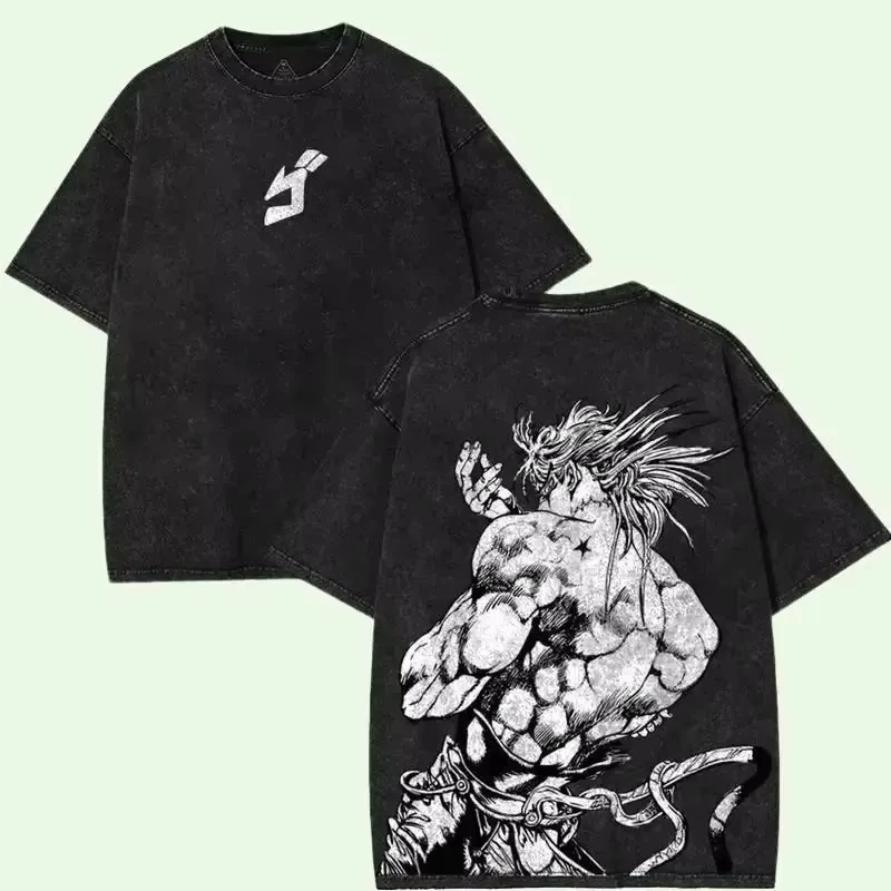 2026 Neues Heißes Sommer-Anime JoJo's Bizarre Adventure Dio Print Herren-T-Shirt aus gewaschener Baumwolle Retro Manga T-Shirt Harajuku T-Shirt
