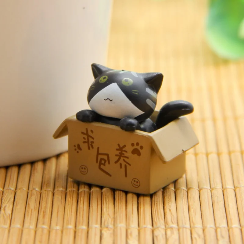 4pcs Mini Cat Ornament Garden Kitten Statue Gift For Kids Children Baby Room Cute Kawaii Toy Miniature Figurines Home Decoration