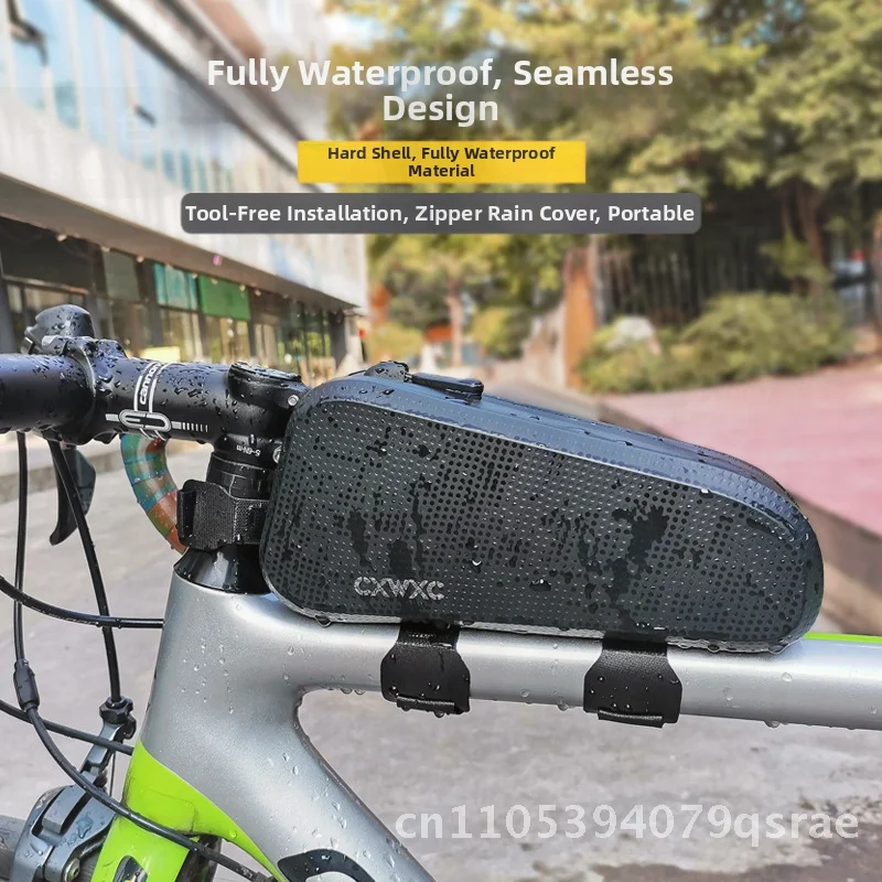 

CXWXC Waterproof Bicycle Upper Tube Bag 1L Black Mountain & Road Bike Equipment Top Beam Storage for Cycling Gear