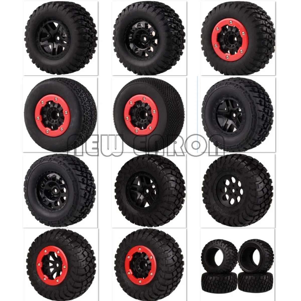 

NEW ENRON 4PCS Short Course Truck 108-110MM Tire & Bead-Lock Wheel Rims Hub 12MM HEX 1:10 FOR TRAXXAS SLASH VKAR 10SC HPI