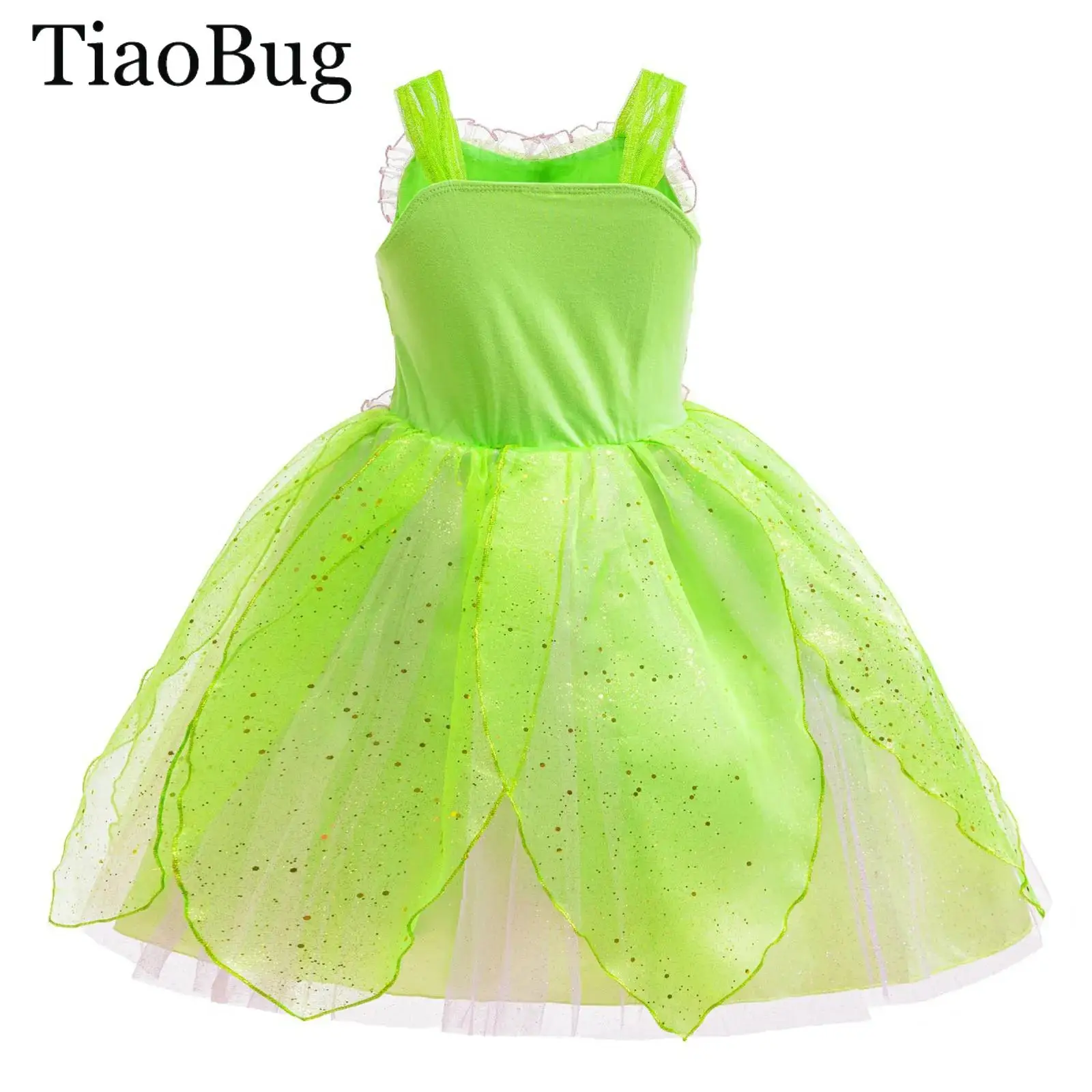 

Girls Halloween Fairy Dress Carnivals Princess Ball Gown Sleeveless Ruched Ballet Tutu Dress Cosplay Green Eif Dress Costume