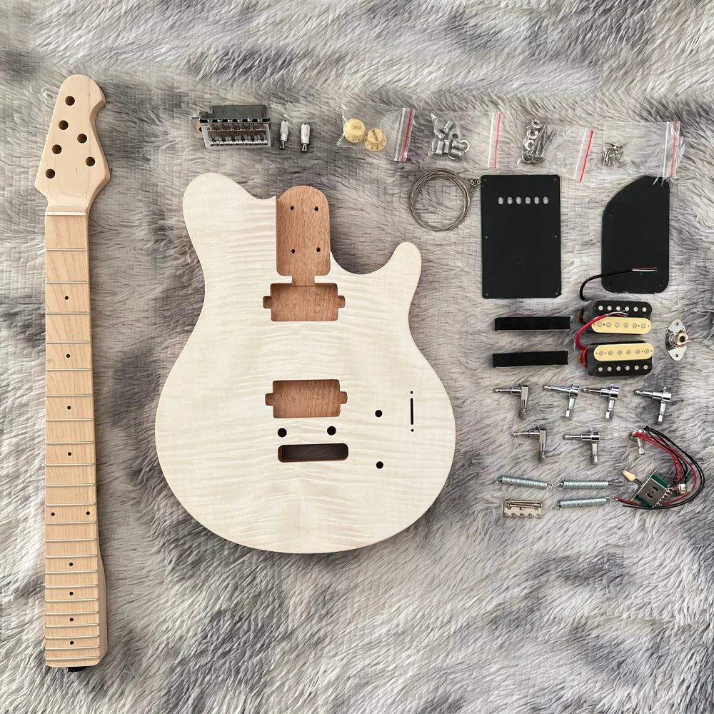 DIY Musicman Electric Guitar Kit Canadian Maple Neck CR Part Round‑hole / flat‑hole pickup toggle switch, shipped randomly