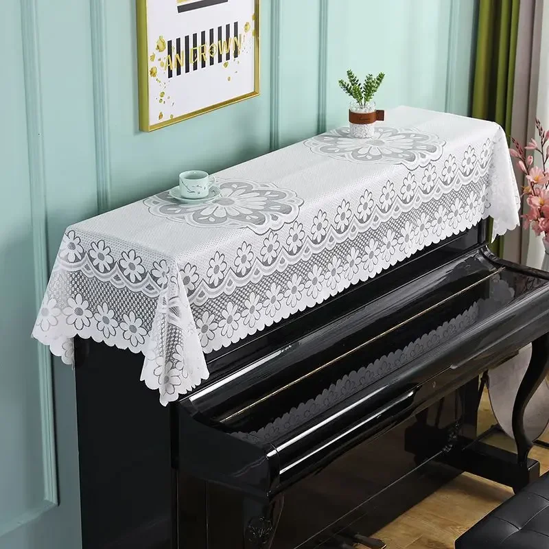 Household Decorative Piano Dust Cover Minimalist Lace Piano Cover Half Cover Modern and Beautiful Electronic Piano Coveres Cloth