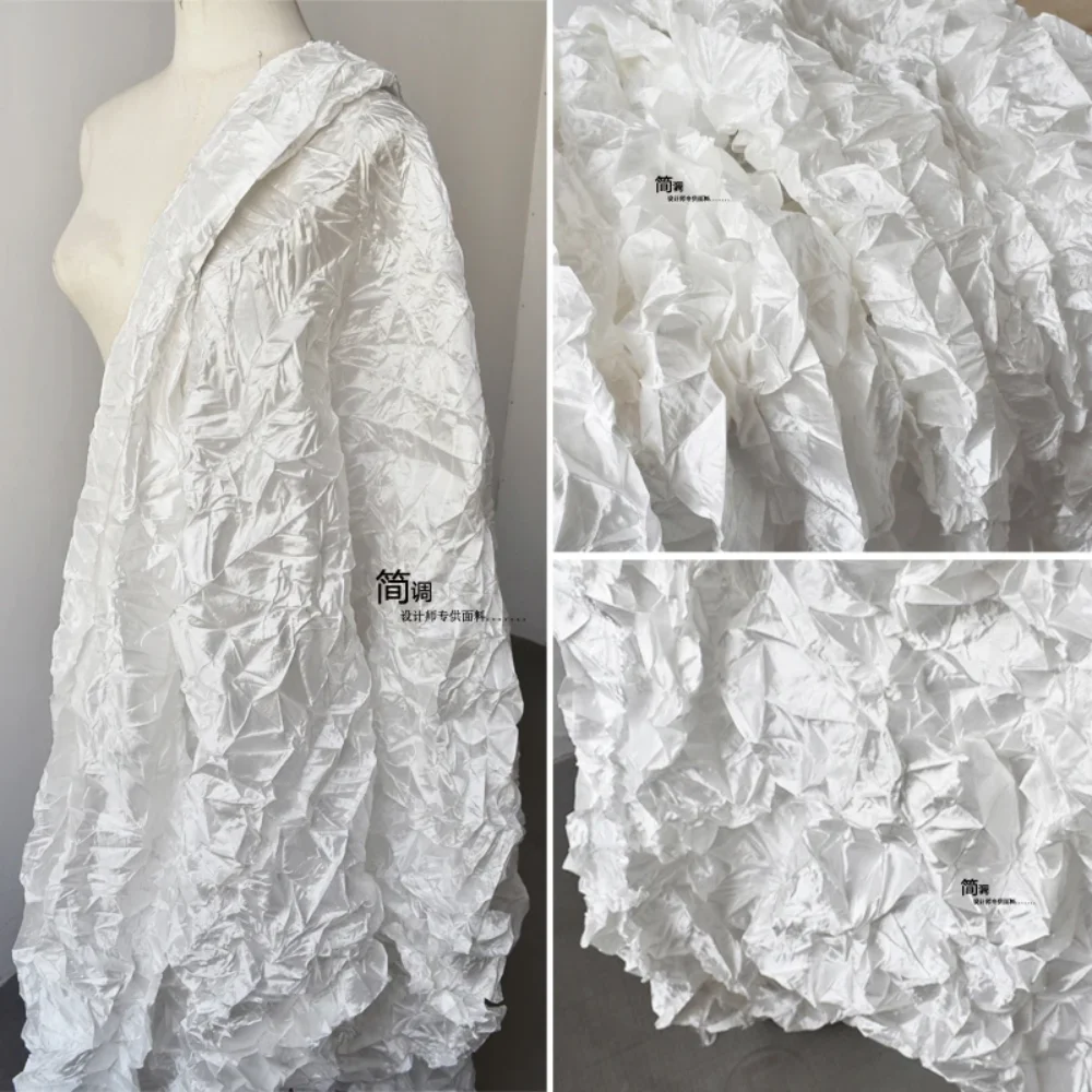 

Белая квадратная плиссированная ткань с 3D текстурой, свадебный фон, украшение, реквизит, дизайн одежды, креативная ткань для шитья, оптовая продажа