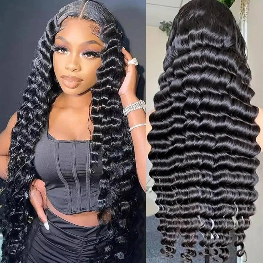 Wholesale 13X6 Loose Deep Wave Human Hair Wigs 13X4 Transparent Pre Plucked Brazilian Lace Front Human Hair Wig For Women