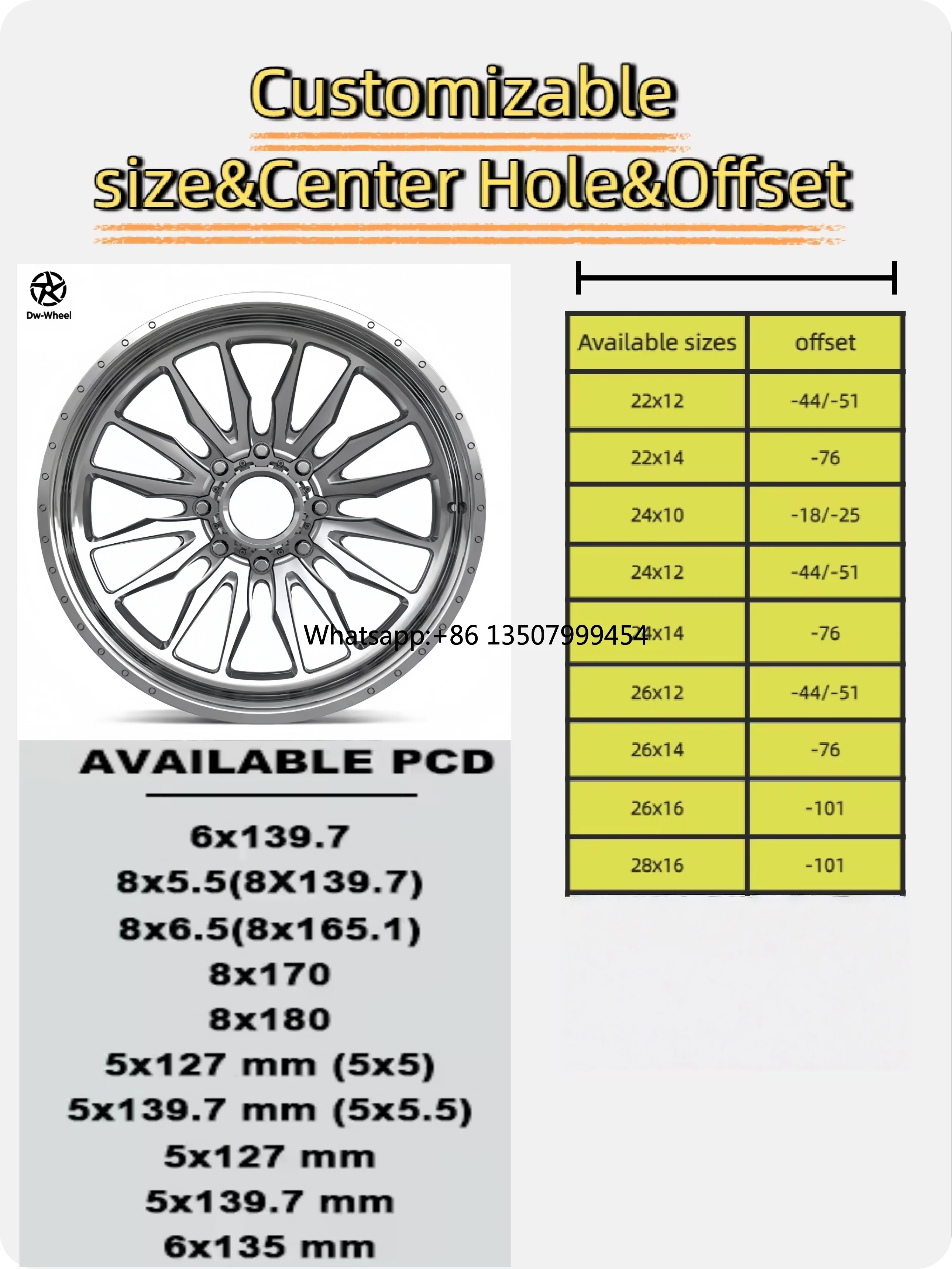 

DW Forged Alloy Wheel Deep Lip Wide 20 22 24 26 28Inch Polished Black Pickup Truck Wheels for Ford F250 F350 Silverado1500 2500
