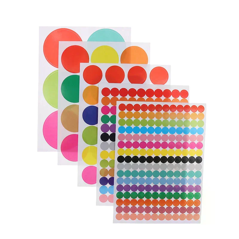 6-45mm Polka Dot Stickers Colored Circle Party Markers Pack for Office Toys Diary Enhancements