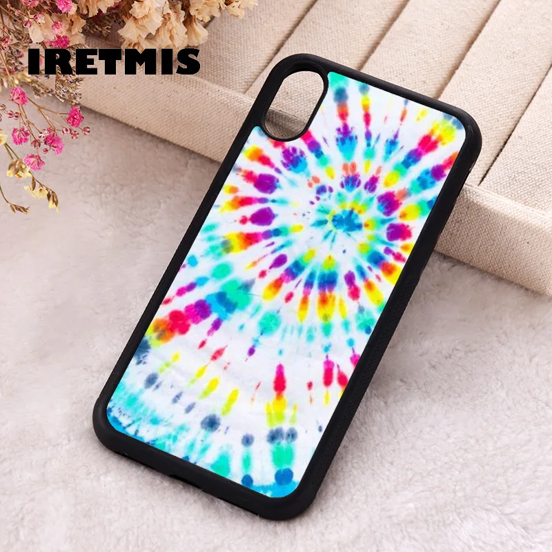 Iretmis Phone Cover Case For iPhone X XS Max XR 11 12 13 PRO MINI 14 15 16 Plus Rubber Silicone TPU Explosive Tie Dye