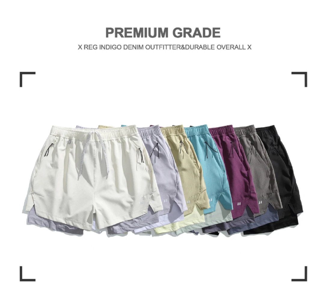 Unisex 2-in-1 Laufshorts Schnelltrocknend Fitness-Shorts Doppelschichtige Kompressions-Laufhose Sportliche Fitness-Jogging-Shorts – Detail 4