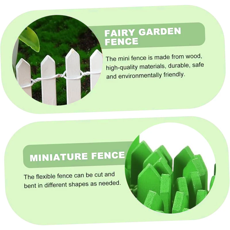 3/5cm Mini Fence Potted Succulents Flower Fence Gardening Ornaments Fence Moss Miniature Landscape Ornaments Length 90cm