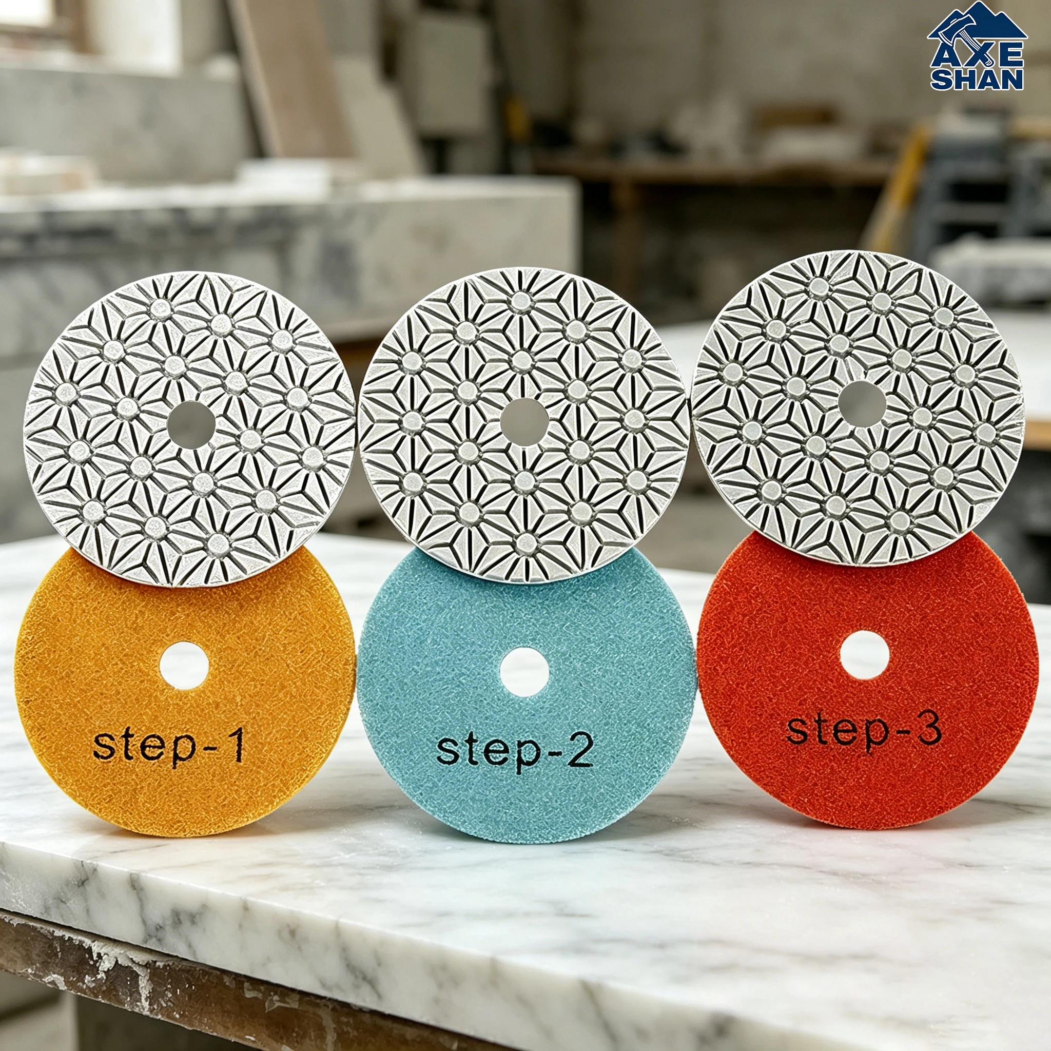 1/3pcs 3 Step Diamond Polishing Pad 100mm Grinding Disc for Concrete Curing Floor Marble Stone Surface Buffing Power Tool Access