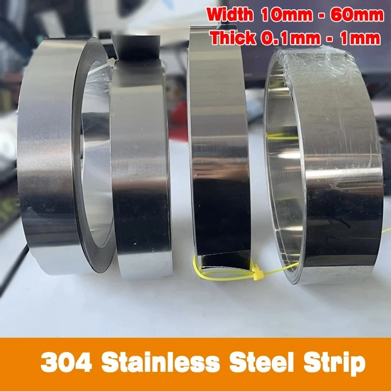 1Meter 304 Stainless Steel Strip Thick 0.1-1mm Stainless Steel Thin Plate Foil Strip Width 10/15/20/25/30/35/40/50/60mm