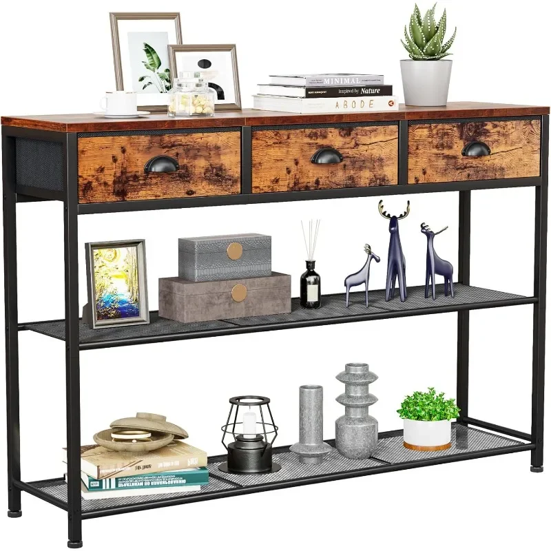 

Entryway Table, Console Sofa Table , Industrial Entry Way Table with Storage Shelves, Display Shelf