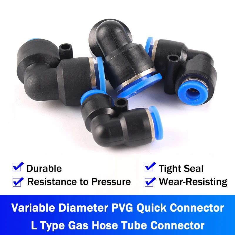 

PVG L Shaped Elbow 8mm-6mm to 12mm-10mm Hose Tube One Touch Push in Air Pneumatic Connector Fittings Plastic Gas Quick Fitting