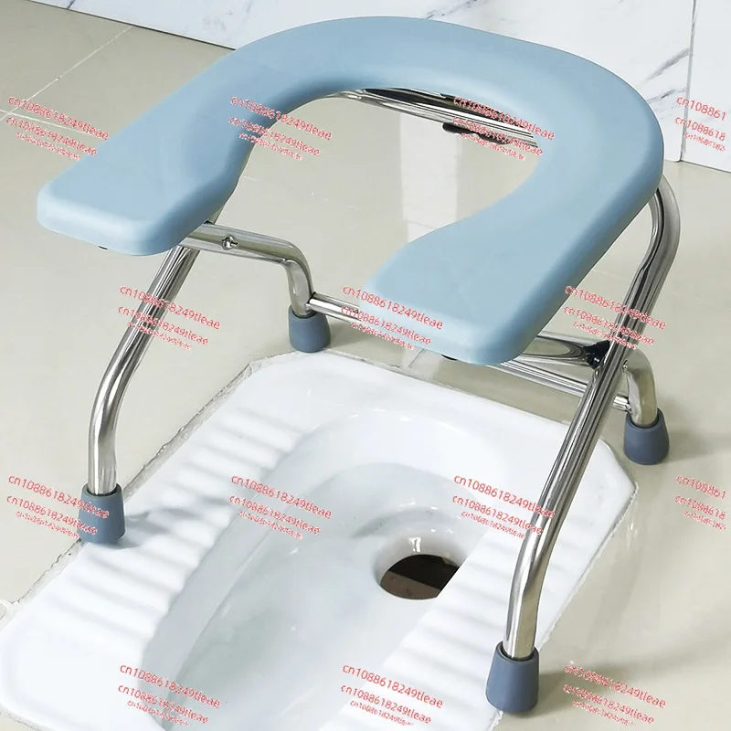 Pregnant Women Elderly Toilet Stool U Design Bathroom Chair Folding Stainless Steel Bath Seat Stable Anti-skid  Foot Rest