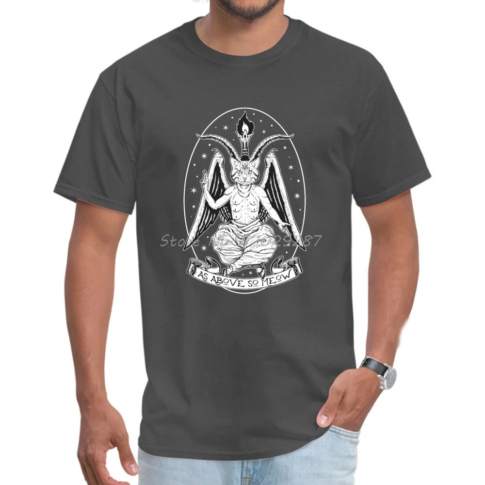 Cat BAPHOMET Necromancer Magician Satanic T-shirt Cotton Tshirt Oversized Unisex Tops Men's Clothing