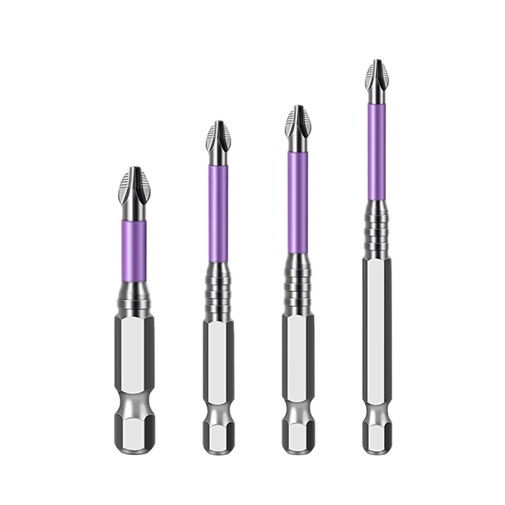 

4pcs Non-Slip PH2 Magnetic Batch Head Cross Screwdriver Drill Bits Set 50-90mm Hardness Drill Bit Screw Driver Cross Screwdriver