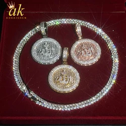 Aokaishen Muslim God Allah Pendant for Men Necklace Religious Iced Out Cubic Zirconia Hip Hop Jewelry