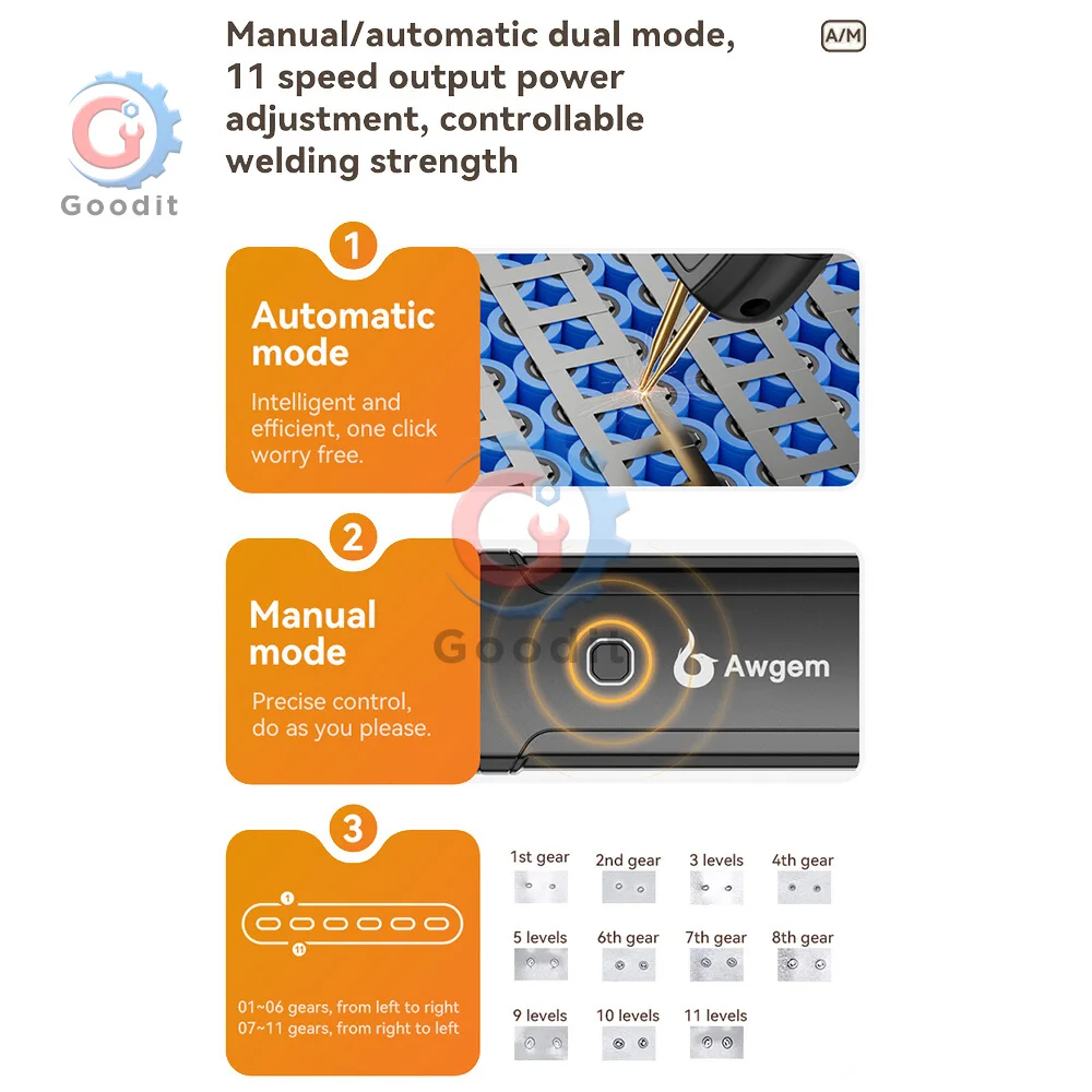11/90 التروس قابل للتعديل يده ماكينة لحام نقطي 5 فولت/2.1A 18650 بطارية ليثيوم متنقلة المزدوج نبض بقعة لحام نوع-C تشارينج