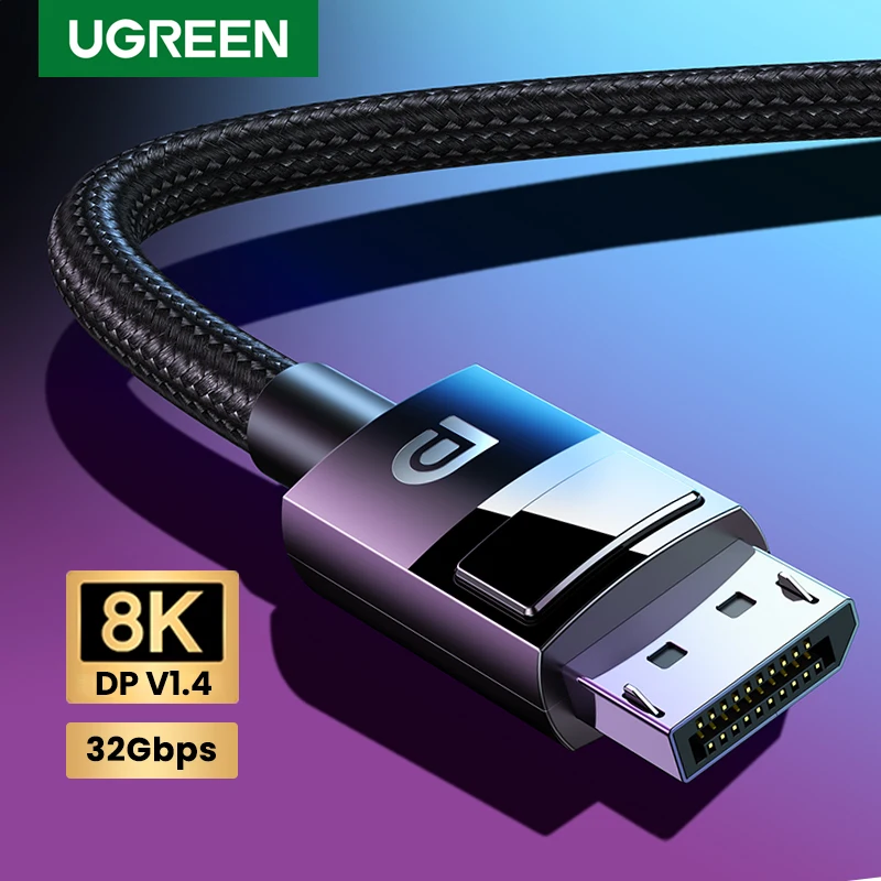 UGREEN DisplayPort Cable 8K DP 1.4 Adapter for TV Xiaomi 2K165Hz 32.4Gbps for PUBG Gaming Play for PC Computer Monitor Projector