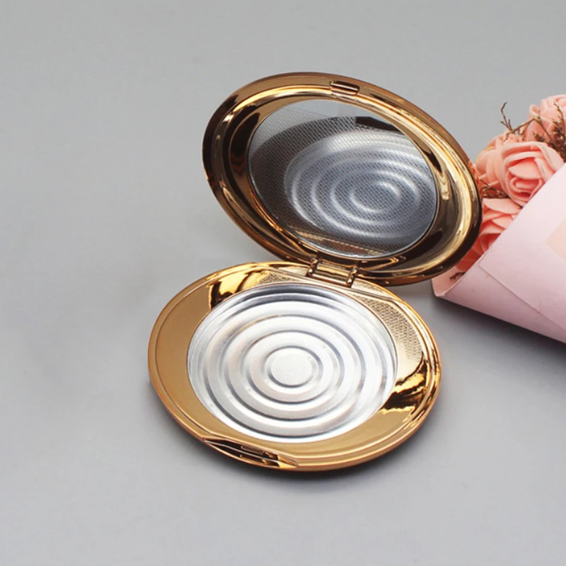 DIY Oval Gold Eyeshadow Powder Compact Makeup Highlighs Package Blusher Container Lipstick Case Concealer Package Mirror