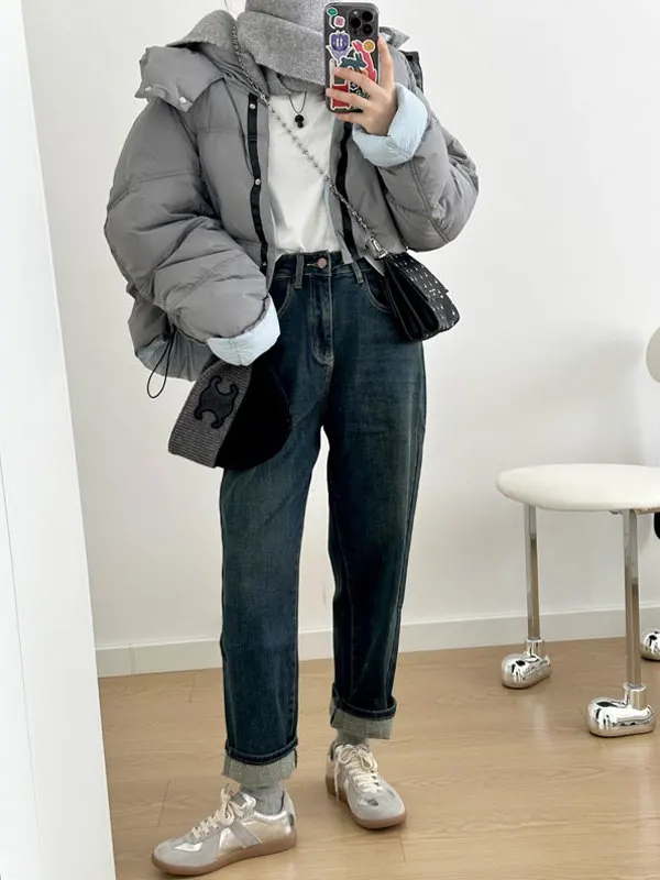 

Двусторонняя утепленная женская хлопковая куртка с капюшоном, в стиле пуховика, с цветовыми блоками, новинка зимы, теплая и модная