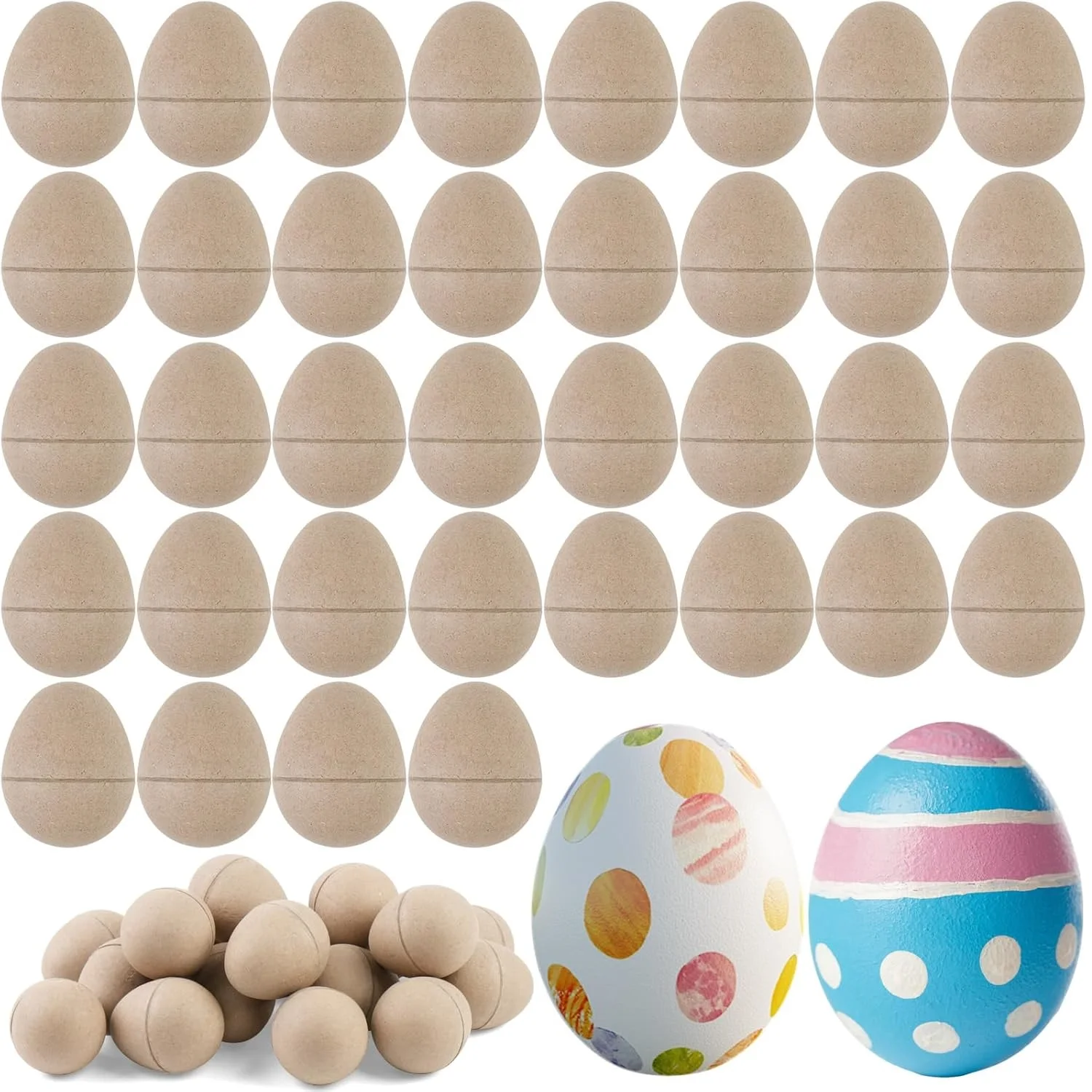 

100Pcs 8X5.5CM DIY Durable Empty Paper Mache Easter Eggs Paint Your Own Eggs for Party Gifts Basket Filler Classroom Crafts