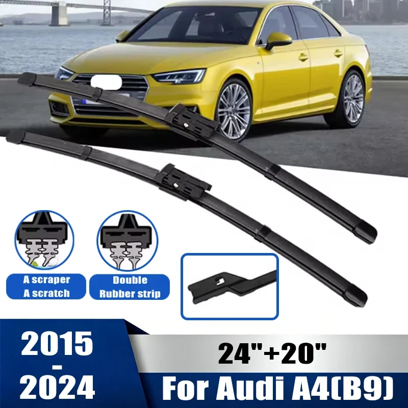 

2pcs Wiper Front Wiper Blades Set For Audi A4(B9) S4 RS4 Avant 2015-2024 Windshield Windscreen Window 24"+20" Car Accessories