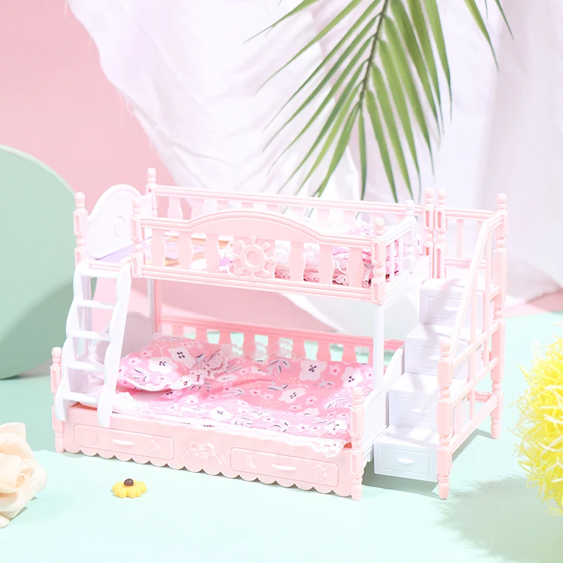 Doll Furniture Toys Dollhouse Miniature Simulation European Princess Double Bed