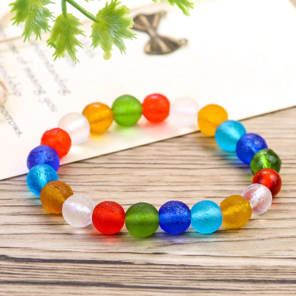 

Rainbow Chakras Glass Meteorite Abrazine Moldavite Crystal Quartz Prayer Beads Bracelet Elastic Cord Charms Jewelry Bangle Gifts