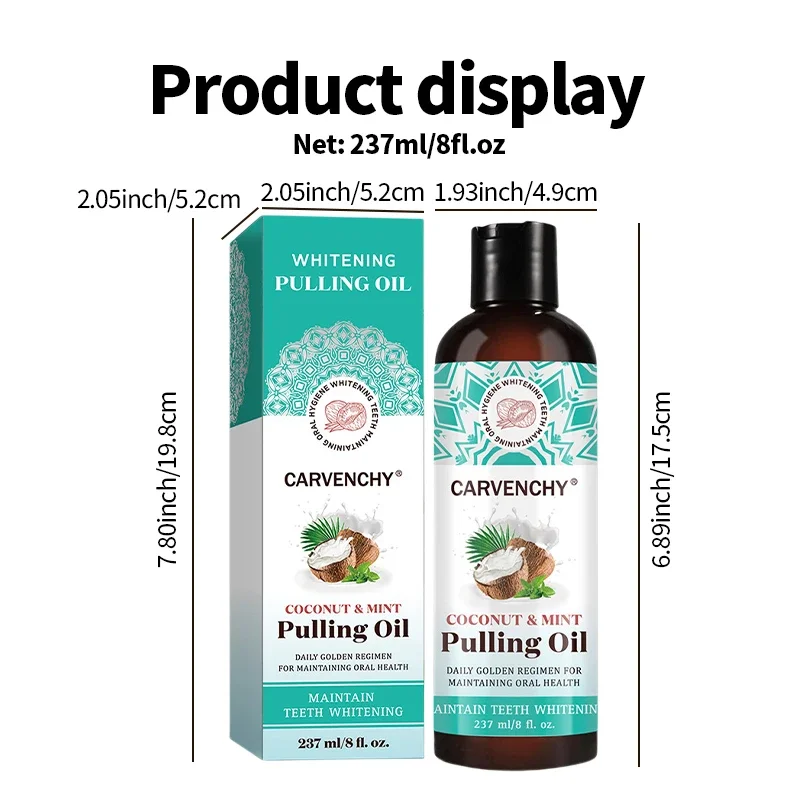 Mouthwash Teeth Whitening Fresh Breath Mouth Wash Oral Cleaning Coconut&Mint Pulling Oil Tongue Scraper Set Health Care 237Ml