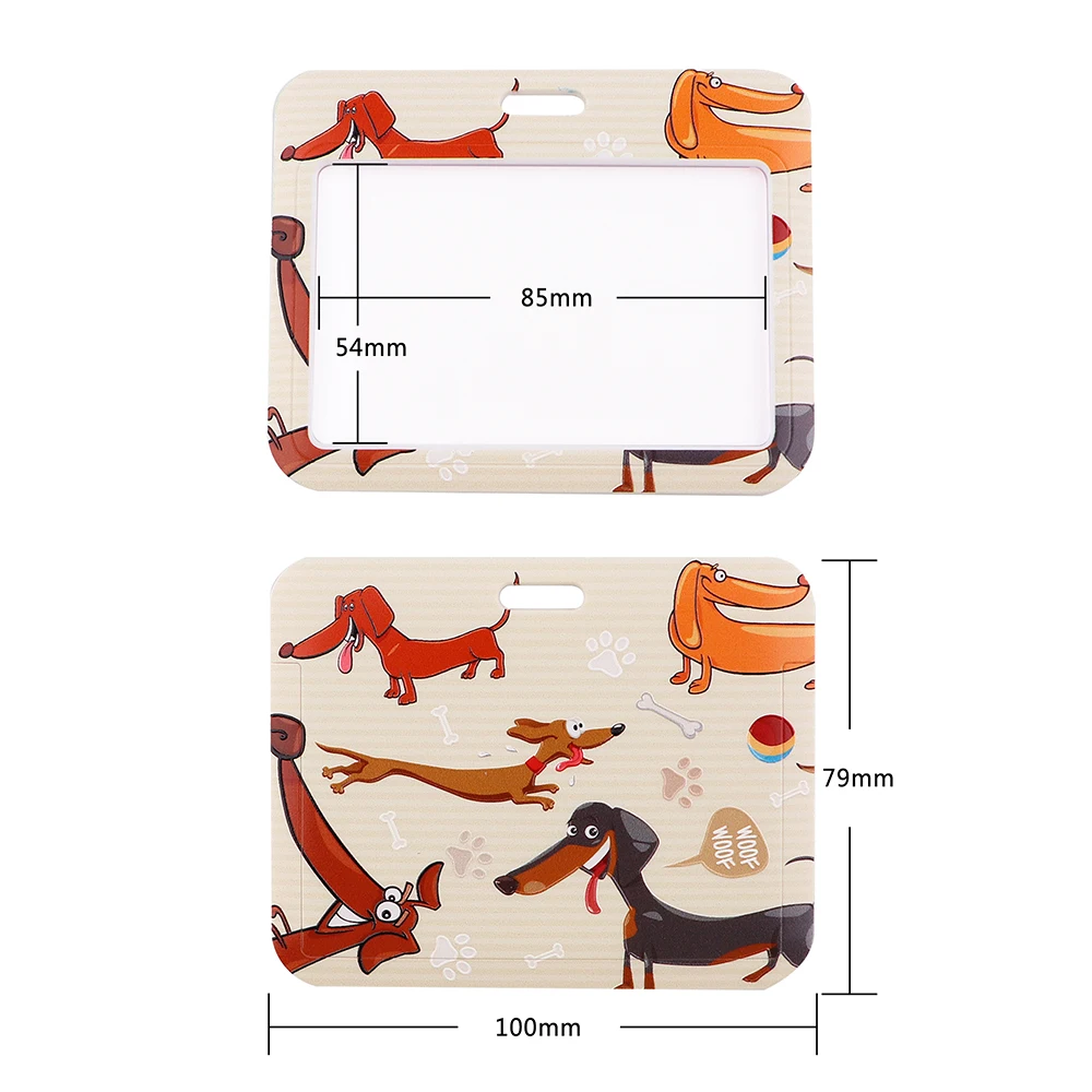 Ransitute R2503 Lanyard Horizontal Direction Card ID Holder Car KeyChain ID Card Pass Gym Phone Badge Key Ring Holder Jewelry