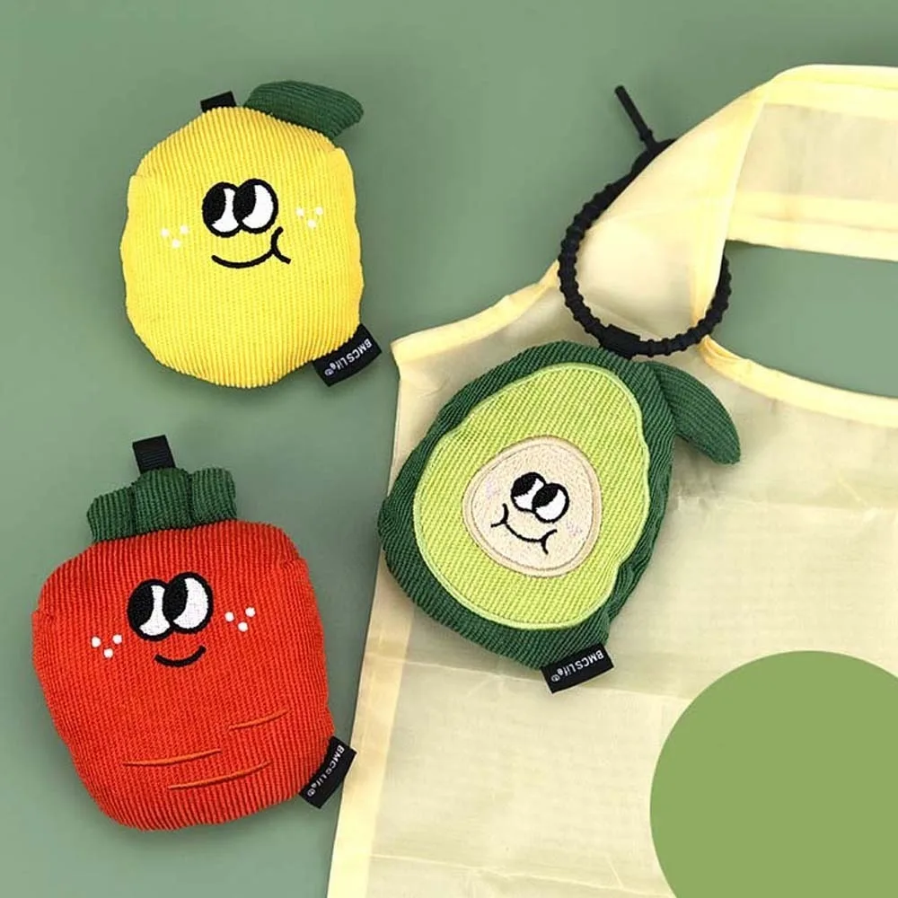

Cartoon Pendant with Shopping Bag Corduroy Large Capacity Eco-friendly Folding Pouch PP Cotton Carrot